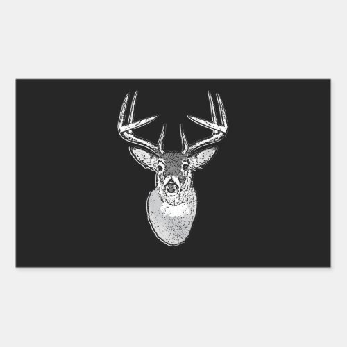 Buck on Black design White Tail Deer Rectangular Sticker