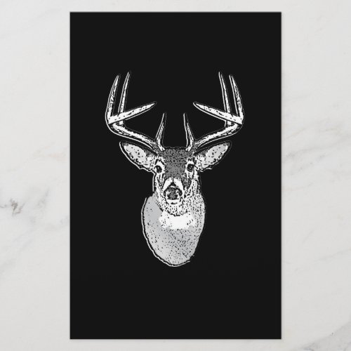 Buck on Black design White Tail Deer Stationery