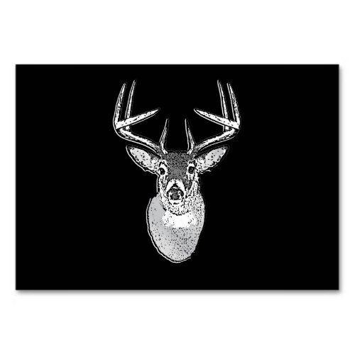 Buck on Black design White Tail Deer Table Number