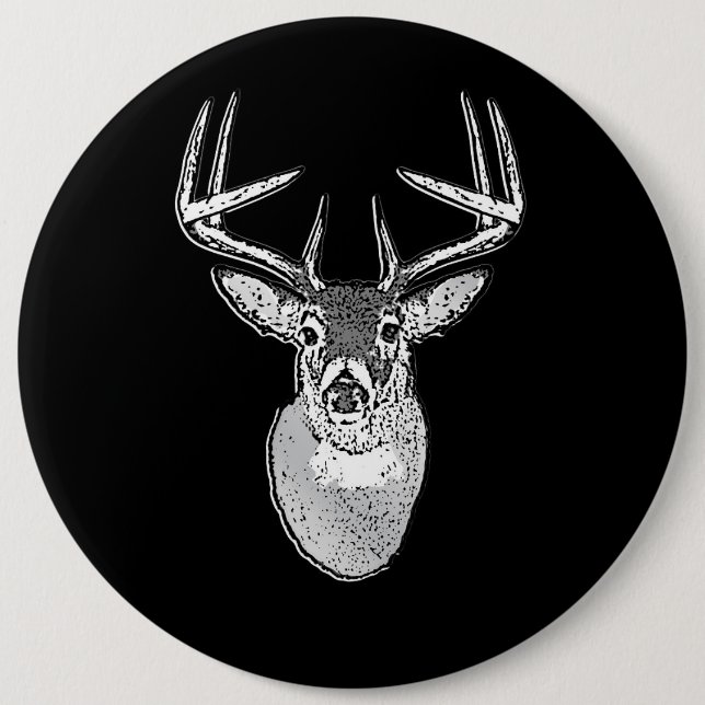 Buck on Black White Tail Deer classic Pinback Button (Front)