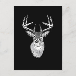 Buck on Black White Tail Deer classic Postcard