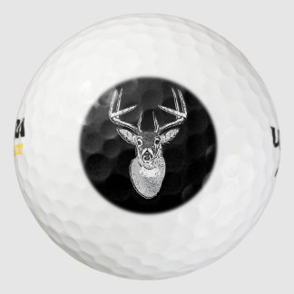 Buck on Black White Tail Deer Golf Balls