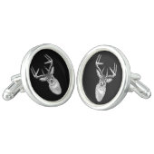 Buck on Black White Tail Deer head Cufflinks | Zazzle