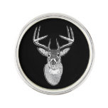 Buck On Black White Tail Deer Head Lapel Pin at Zazzle