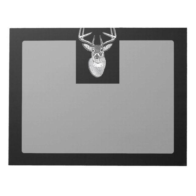 Buck on Black White Tail Deer head Notepad (Front)