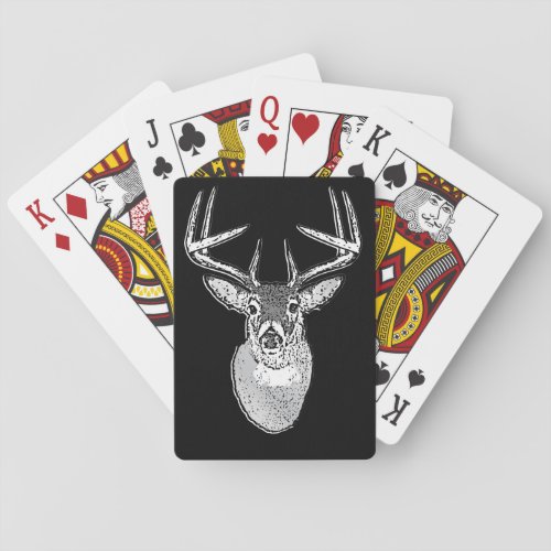 Buck on Black White Tail Deer head Playing Cards