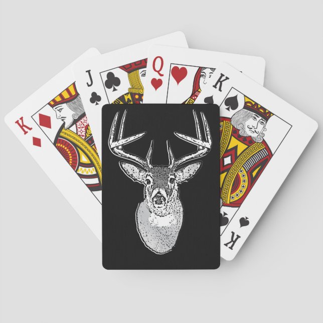 Buck on Black White Tail Deer head Poker Cards (Back)