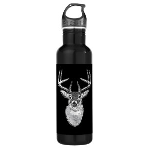 Buck on Black White Tail Deer Water Bottle