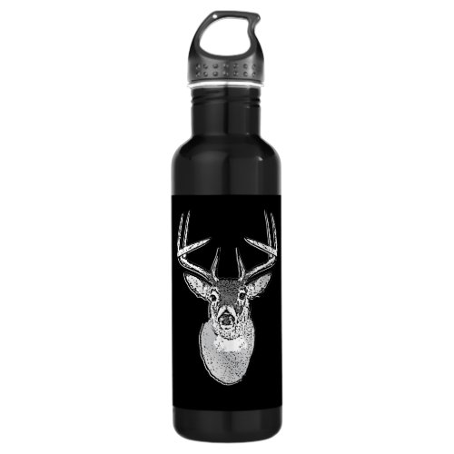 Buck on Black  White Tail Deer Water Bottle