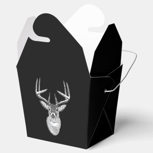 Buck on Bold Black White Tail Deer Favor Boxes