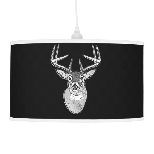 Buck on Bold Black White Tail Deer Hanging Lamp