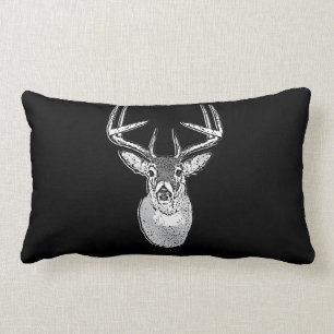 Buck on Bold Black White Tail Deer Lumbar Pillow