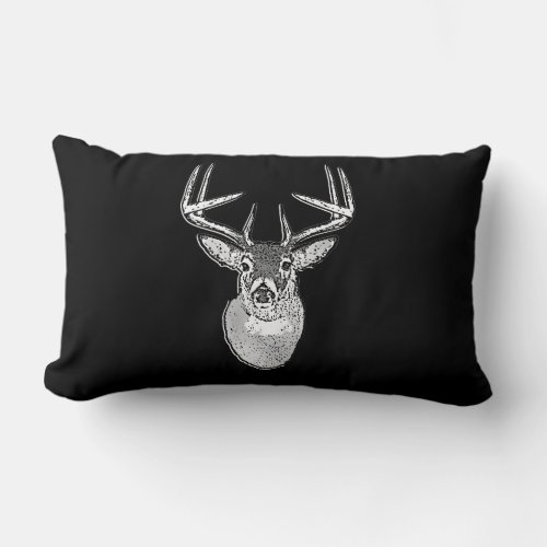 Buck on Bold Black White Tail Deer Lumbar Pillow