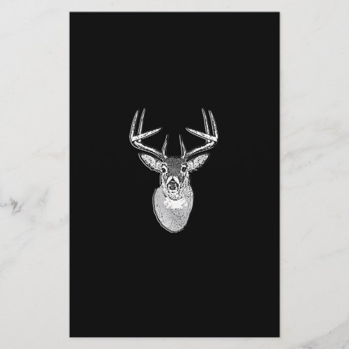 Buck on Bold Black White Tail Deer Stationery