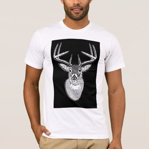 Buck on Bold Black White Tail Deer T_Shirt