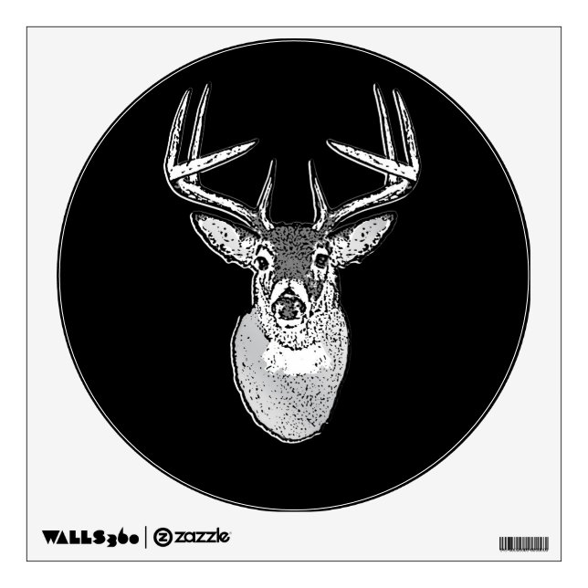Buck on Bold Black White Tail Deer Wall Decal (Front)