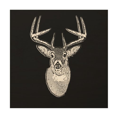 Buck on Bold Black White Tail Deer Wood Wall Art