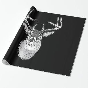 Buck on Bold Black White Tail Deer Wrapping Paper