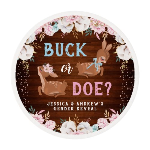Buck or Doe Baby Shower Reveal Edible Frosting Rounds