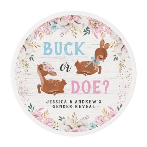 Buck or Doe Baby Shower Reveal Edible Frosting Rounds
