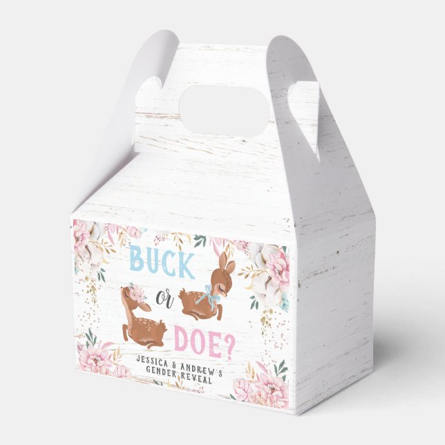 Buck or Doe? Baby Shower Reveal Favor Boxes (Front Side)