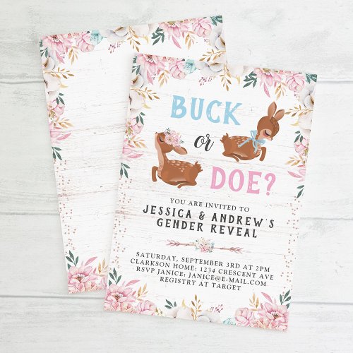 Buck or Doe Baby Shower Reveal Invitation