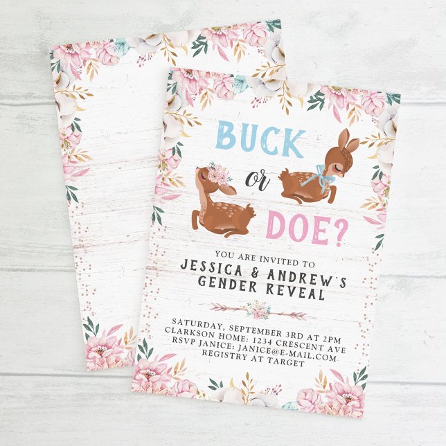 Buck or Doe? Baby Shower Reveal Invitation (Creator Uploaded)