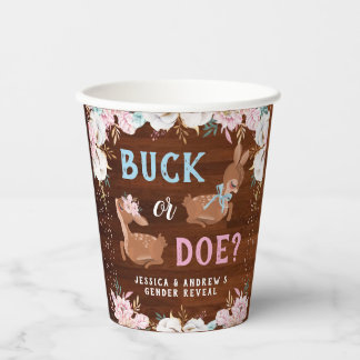 Buck or Doe? Baby Shower Reveal Paper Cups
