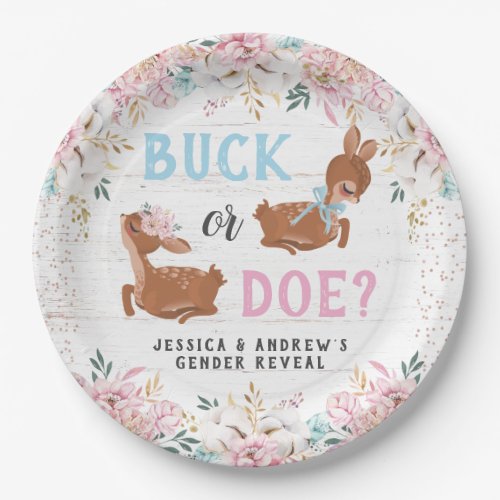 Buck or Doe Baby Shower Reveal Paper Plates