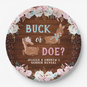 Buck or Doe? Baby Shower Reveal Paper Plates