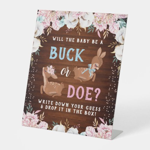 Buck or Doe Baby Shower Reveal Pedestal Sign