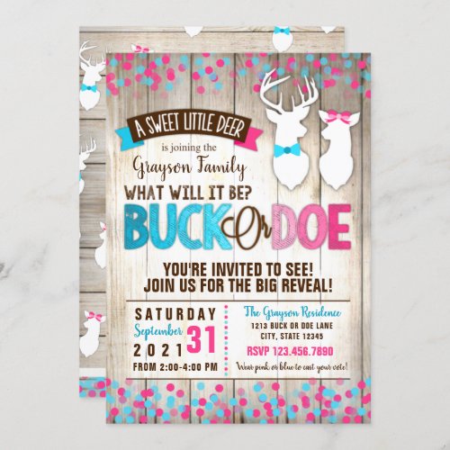 Buck or Doe Gender Reveal Invitation