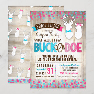 Buck or Doe Gender Reveal Invitation