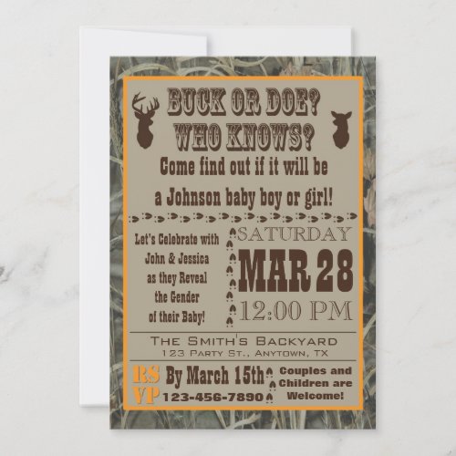 Buck or Doe Gender Reveal Invitations