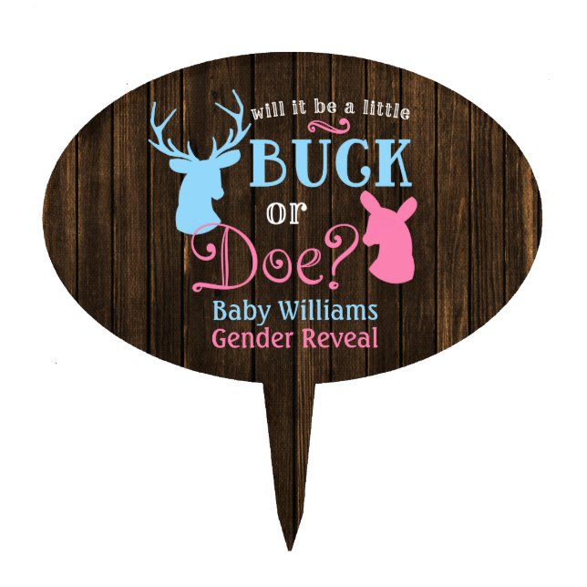 Buck or Doe Gender Reveal Party Baby Shower Cake Topper (Front)