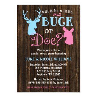 Buck or Doe Gender Reveal Party Baby Shower Card