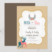 Buck or Doe Gender Reveal Party Baby Shower Invita