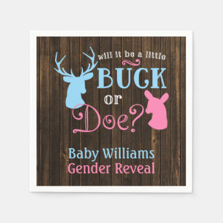 Buck or Doe Gender Reveal Party Baby Shower Paper Napkin