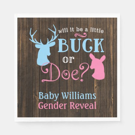 Buck Or Doe Gender Reveal Party Baby Shower Paper Napkins