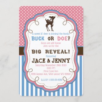 Buck Or Doe Gender Reveal Party Invitation by TiffsSweetDesigns at Zazzle