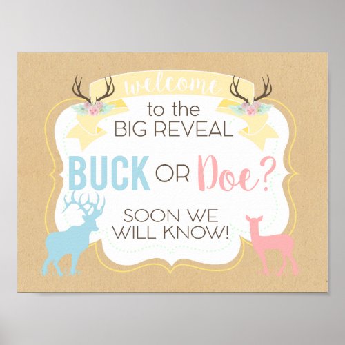 Buck or Doe Welcome Poster Gender Reveal Party