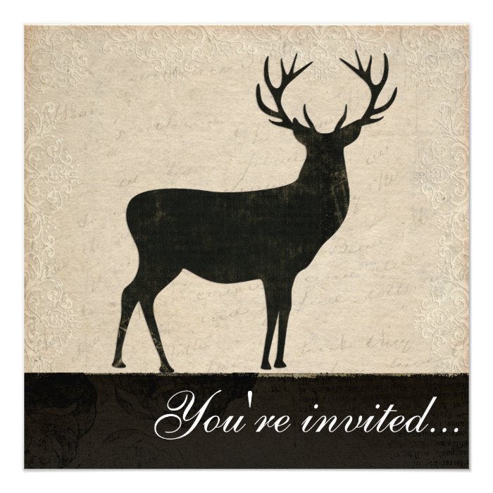 Buck Silhouette Black & Ivory Invitation