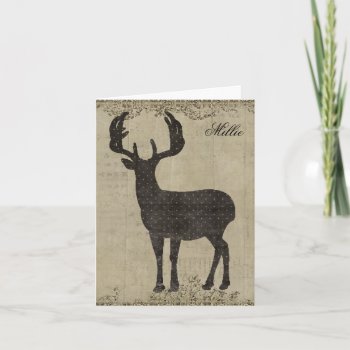 Buck Silhouette Personalized Notecard by Greyszoo at Zazzle