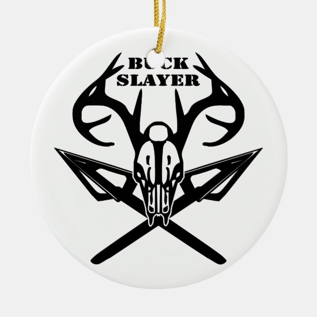 Buck Slayer Deer & Arrows Ceramic Ornament (Front)