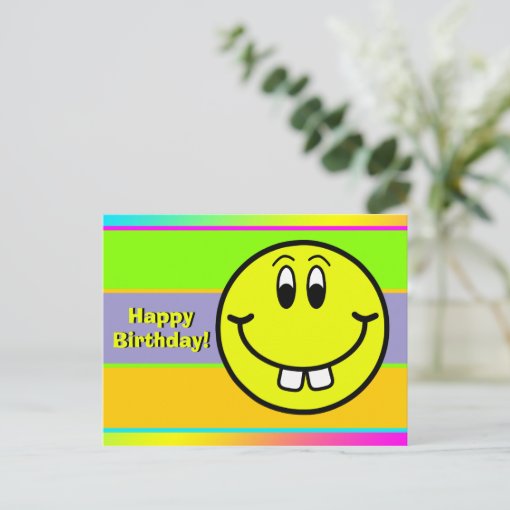 Buck Teeth Smiling Face Emoji Birthday Postcard Zazzle