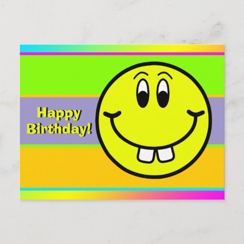 Buck Teeth Smiling Face Emoji Birthday Postcard