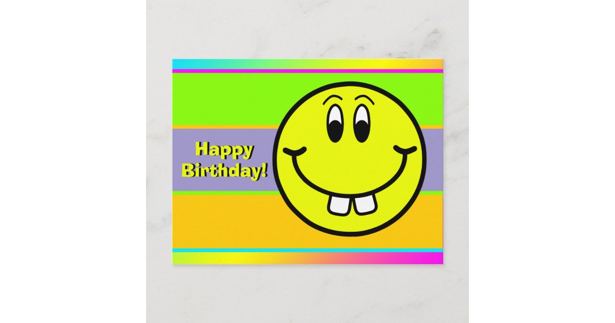 Buck Teeth Smiling Face Emoji Birthday Postcard Zazzle