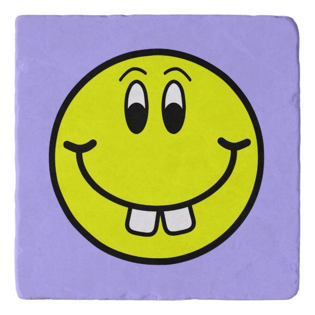 Buck Teeth Smiling Face Emoji Stone Trivet (Front)