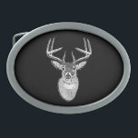 Buck trophy on Black White Tail Deer Belt Buckle<br><div class="desc">A Deer Head Energy Spirit design. A white tail antlers buck trophy visual composition on a classy solid black background that is sure to make an impression on or off the trails. We also carry a wide selection of custom embroidered caps to complete your quest for that something special.</div>