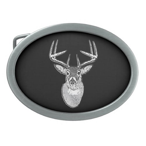 Buck trophy on Black White Tail Deer Belt Buckle